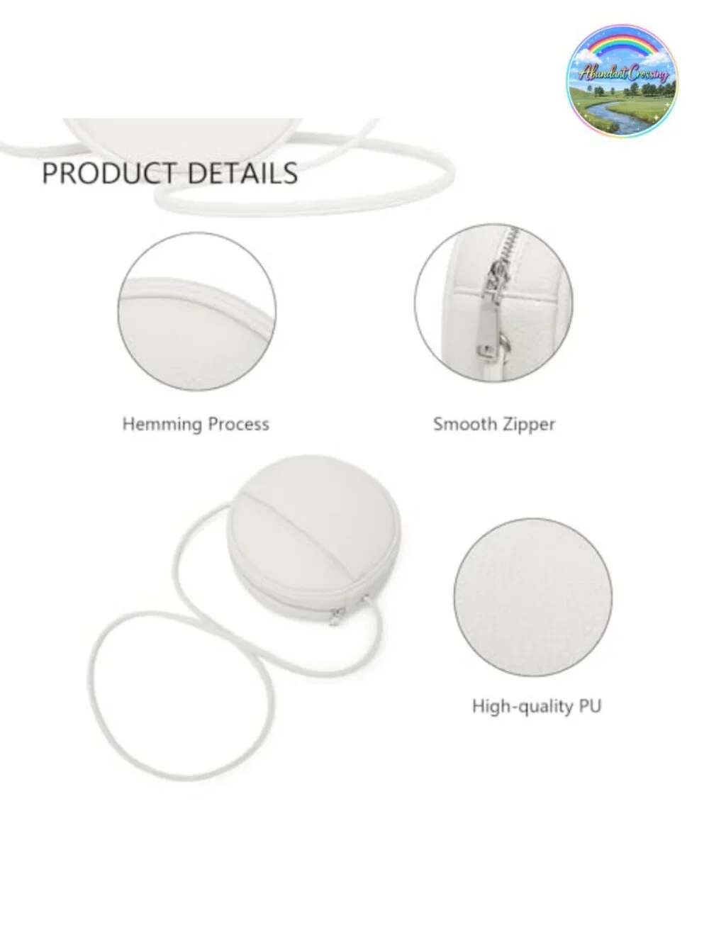 Round PU Leather Crossbody Purse for Women with Adjustable Knot Strap